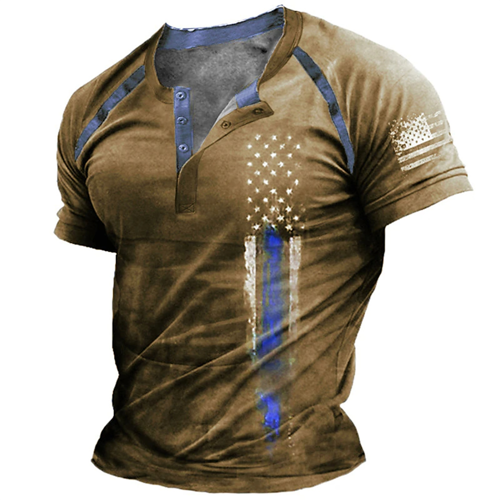 Street Fashion American - Kaos Henry Pria Motif Bendera Amerika