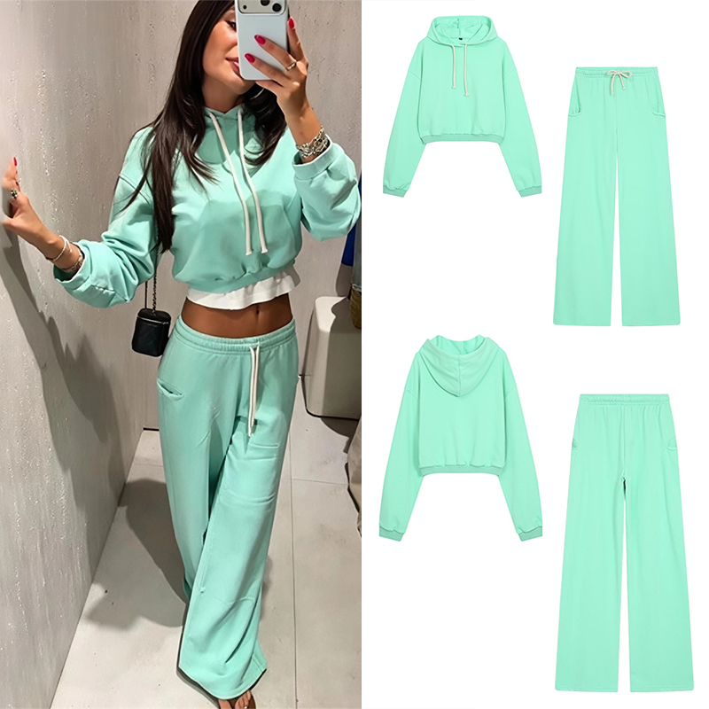 Setelan Sweatshirt Crop Fluore - Street Fashion Winter ulasan dan harga